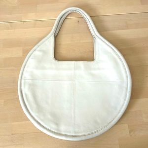 White round, shoulder, genuine leather tote by Anthropology.
